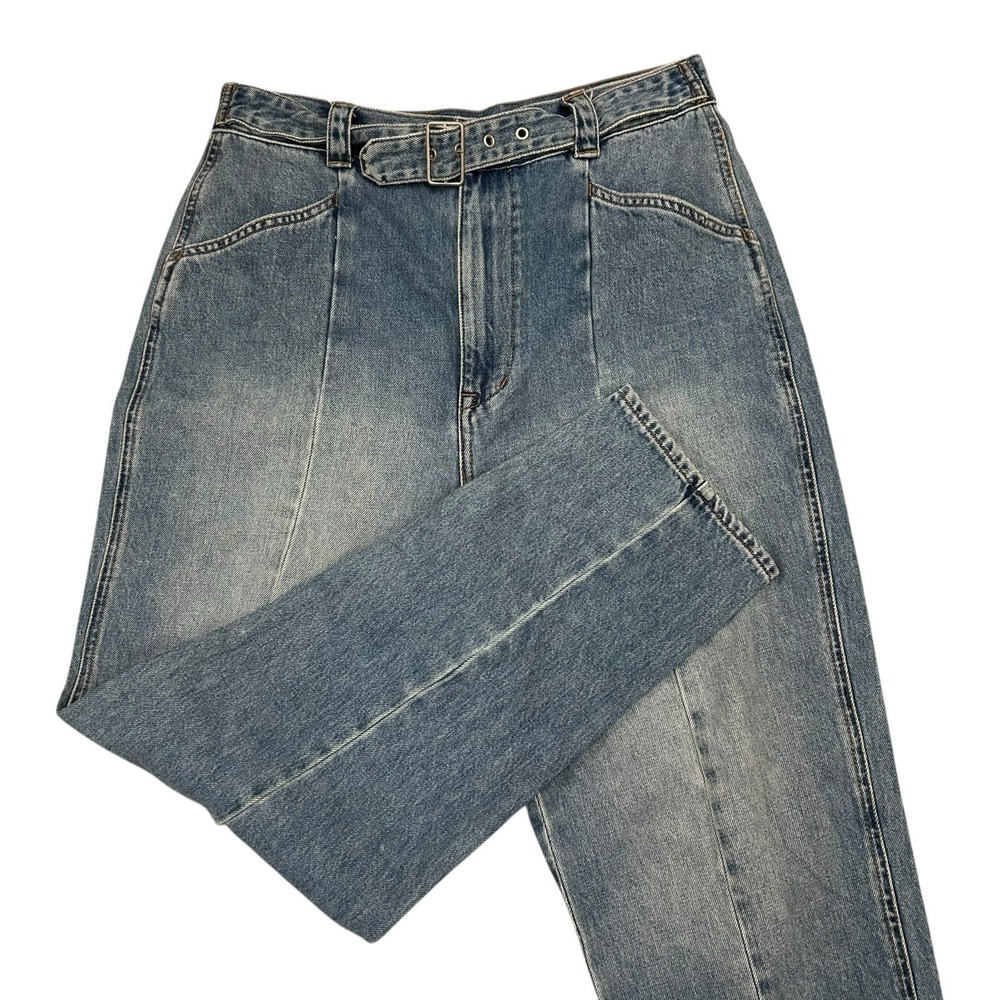 Madewell Jeans Womens 29 Blue Denim Tapered High Rise Stretch Belted 26" Inseam